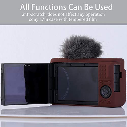 Pocoukate Camera Case for Sony ZV-1, ZV1 Camera Case Digital Camera Anti-Scratch Slim Fit Soft DSLR Camera Sleeve with Screen Protector for Sony ZV-1 (Coffee) - Image 3