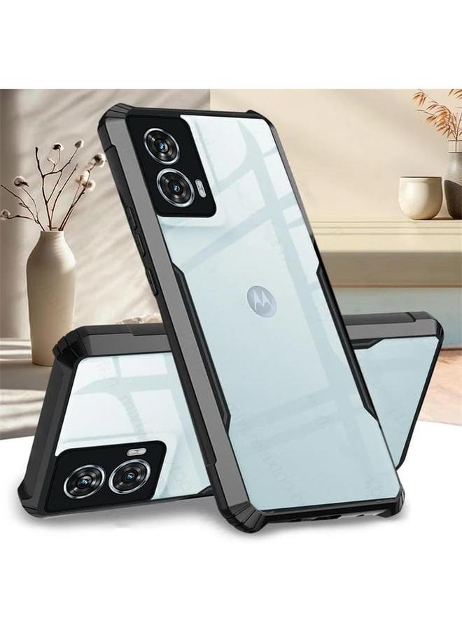 جراب متوافق مع Motorola Edge 50 Fusion مقاوم للتسرب ومقاوم للعرق وبصمات الأصابع ومضاد للصدمات ومصنوع من مادة TPU بالإضافة إلى مادة الكمبيوتر الشخصي جراب واقٍ شفاف يناسب Moto Edge 50 Fusion