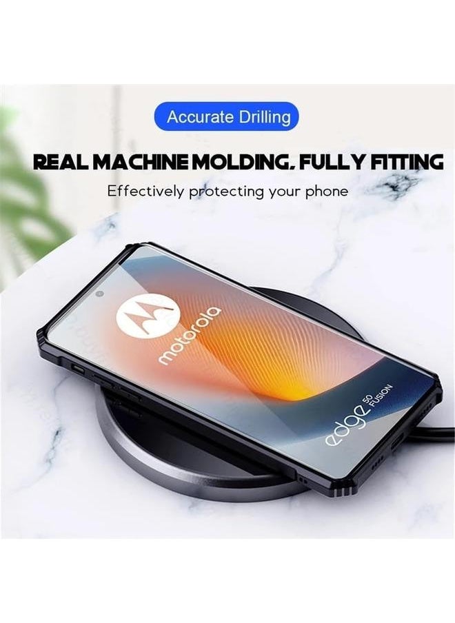 جراب متوافق مع Motorola Edge 50 Fusion مقاوم للتسرب ومقاوم للعرق وبصمات الأصابع ومضاد للصدمات ومصنوع من مادة TPU بالإضافة إلى مادة الكمبيوتر الشخصي جراب واقٍ شفاف يناسب Moto Edge 50 Fusion