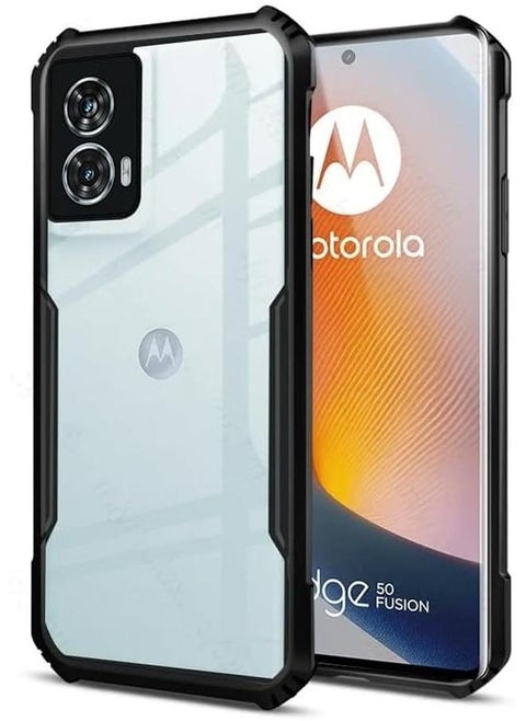 جراب متوافق مع Motorola Edge 50 Fusion مقاوم للتسرب ومقاوم للعرق وبصمات الأصابع ومضاد للصدمات ومصنوع من مادة TPU بالإضافة إلى مادة الكمبيوتر الشخصي جراب واقٍ شفاف يناسب Moto Edge 50 Fusion