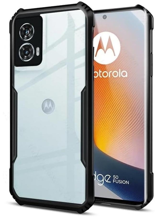 جراب متوافق مع Motorola Edge 50 Fusion مقاوم للتسرب ومقاوم للعرق وبصمات الأصابع ومضاد للصدمات ومصنوع من مادة TPU بالإضافة إلى مادة الكمبيوتر الشخصي جراب واقٍ شفاف يناسب Moto Edge 50 Fusion