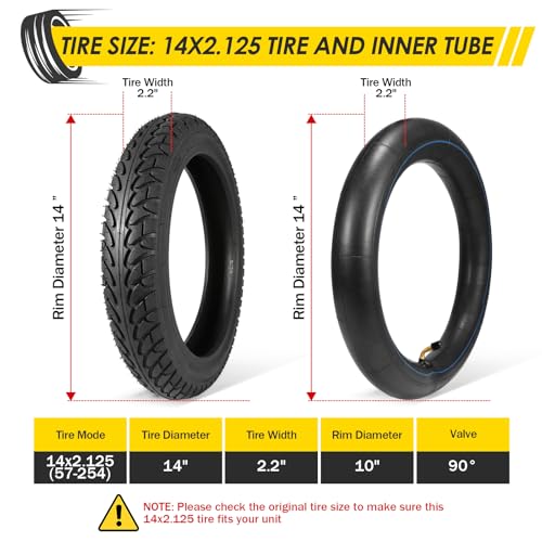 AVOKIN 14 x 2.125 Tire and Tube Set,14 E-Bike Tire 57-254 Electric Scooter Tire Tube with Angled Valve Stem for Replacement Electric Scooters and E-Bike Tires - Image 2