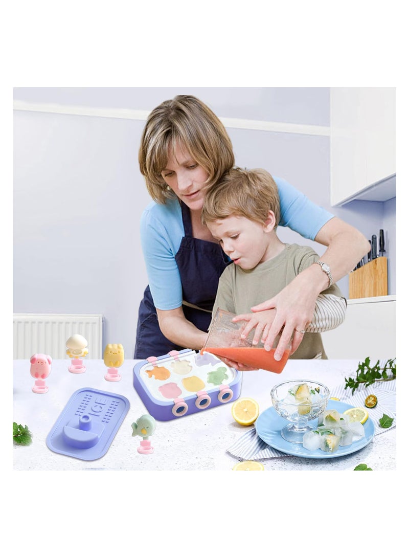 Excefore Baby Ice Lolly Moulds, Silicone Ice Lolly Moulds with Sticks, 6 Piece Mini Ice Lolly Moulds BPA Free, Cute Animal Ice Cream Moulds for Baby & Kids, Reusable & Easy to Release - Image 2