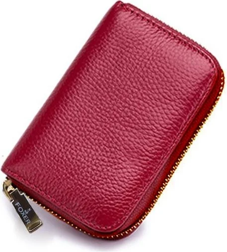فوكسر Leather Red Women's Wallet 20 Pcs Transparent Card Holder