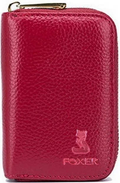 فوكسر Leather Red Women's Wallet 20 Pcs Transparent Card Holder