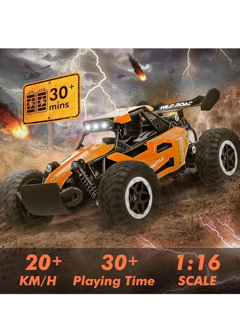 Beauenty Remote Controlled Car, 2.4 GHz, 1:16 Off-Road Monster RC Truck, 2WD 20 km/h, RC Buggy with LED Light, Waterproof, Remote Controlled, Off-Road Toy Car for Children, Gift from - Image 4