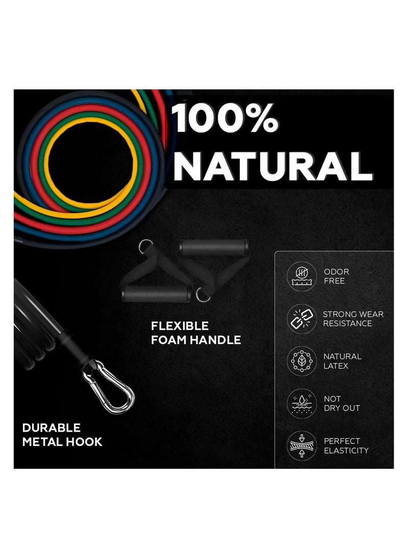 GTSOL 16-Piece Resistance Bands Kit for Full-Body Workouts - Adjustable Tubes with Handles, Door Anchor, and Ankle Straps for Home Fitness (Up to 150 lbs)  - Image 2
