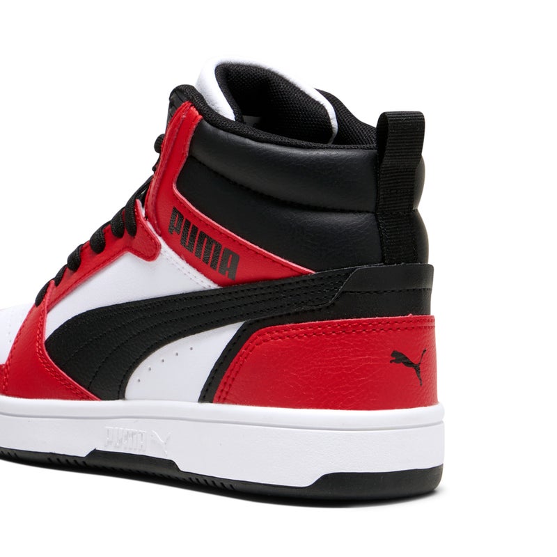 PUMA Rebound V6 Boys White Mid Sneakers - Image 3