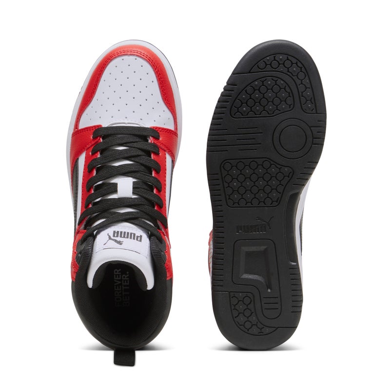 PUMA Rebound V6 Boys White Mid Sneakers - Image 4