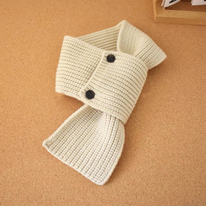 New Korean Style Kidsrens Scarf Autumn and Winter Style Versatile Male and Female Baby Scarf Button Korean Style Cross Pullover Scarf Gray  - Image 4
