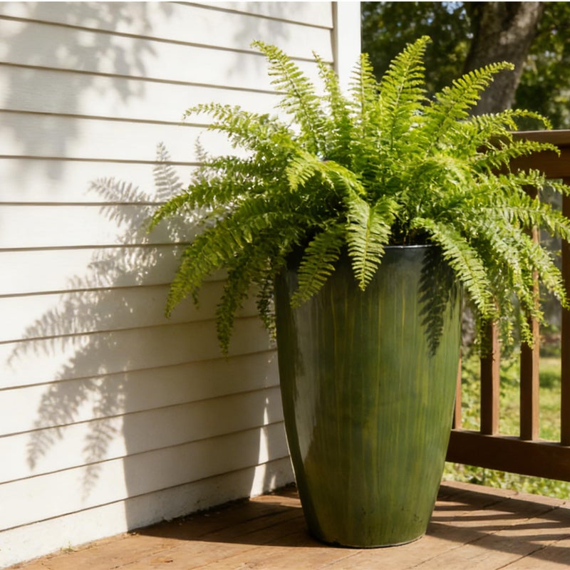 Worth Garden 23.5" H. Large Plastic Planters - Set of 2 Gradient Green Glossy Smooth Finish - Tall Plant Pots for Indoor & Outdoor Use - Decorative Lightweight Flower Pots for Front Porch, Patio, Deck - Image 2