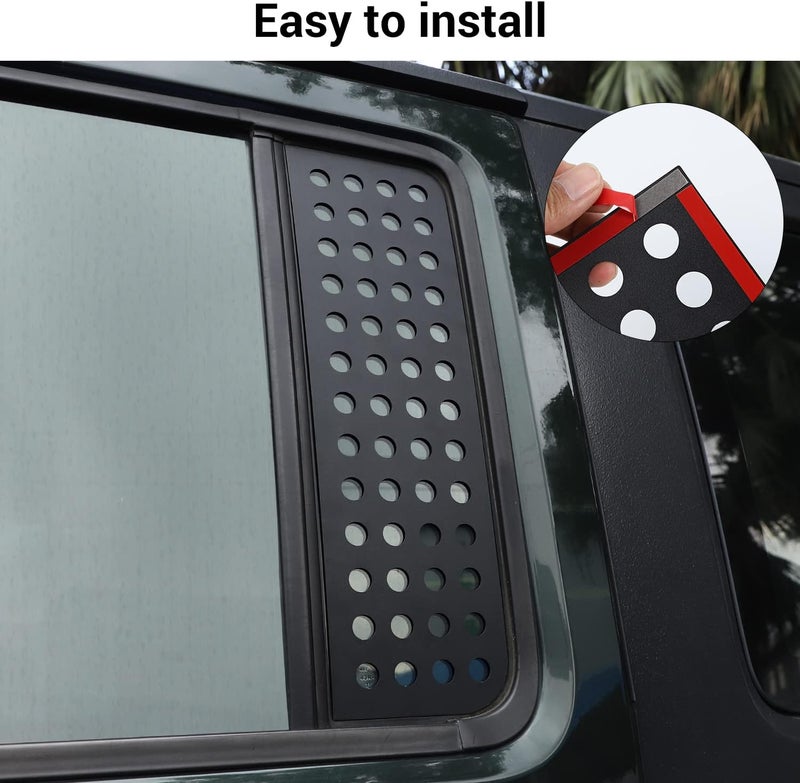 Hoolcar Rear Door Window Decals Aluminum Alloy Glass Panel Cover for 2007-2017 Jeep Wrangler JKU, 4 Doors, Black - Image 5