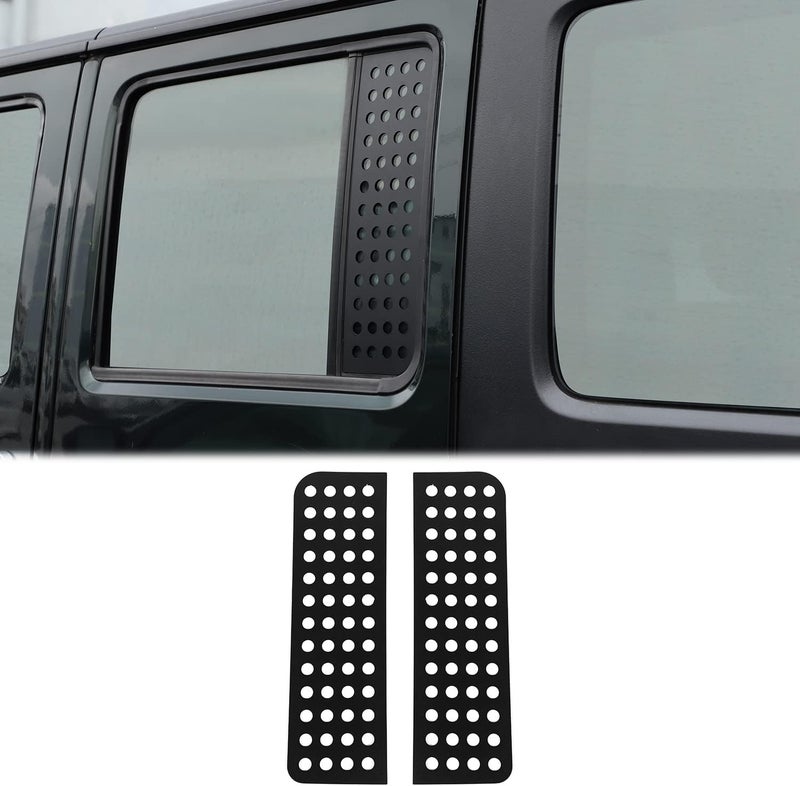 Hoolcar Rear Door Window Decals Aluminum Alloy Glass Panel Cover for 2007-2017 Jeep Wrangler JKU, 4 Doors, Black - Image 1