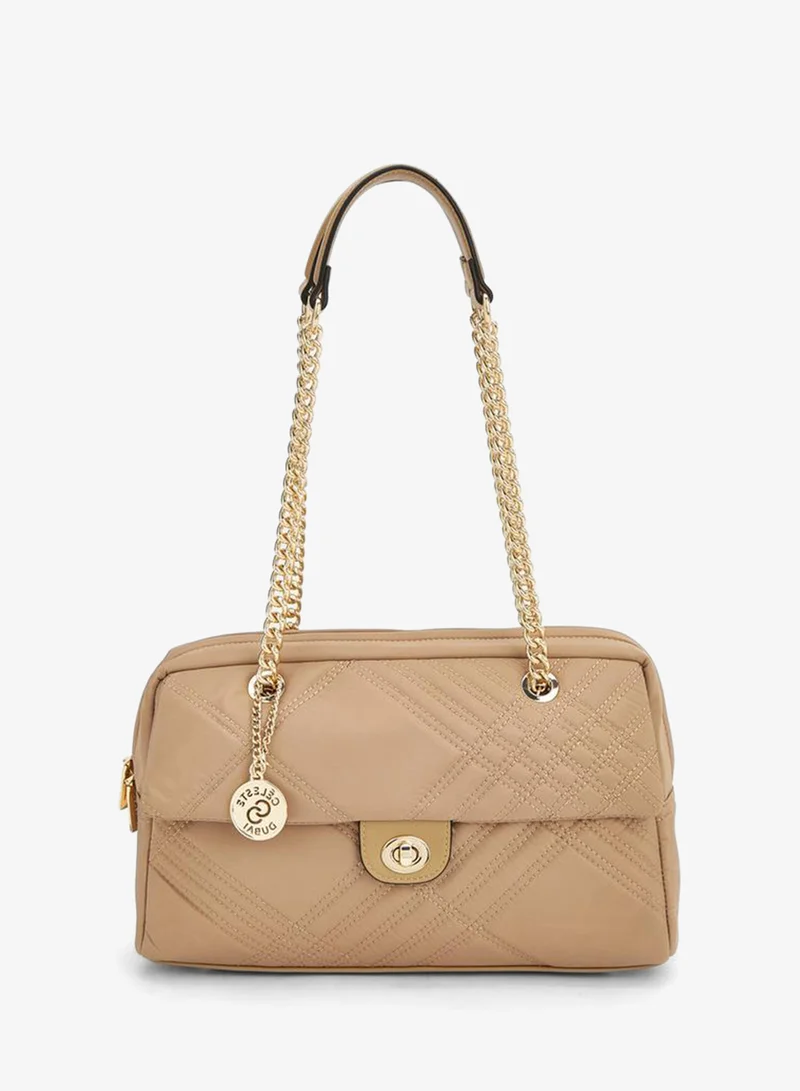 سيليست Quilted Shoulder Bag With Zip Closure