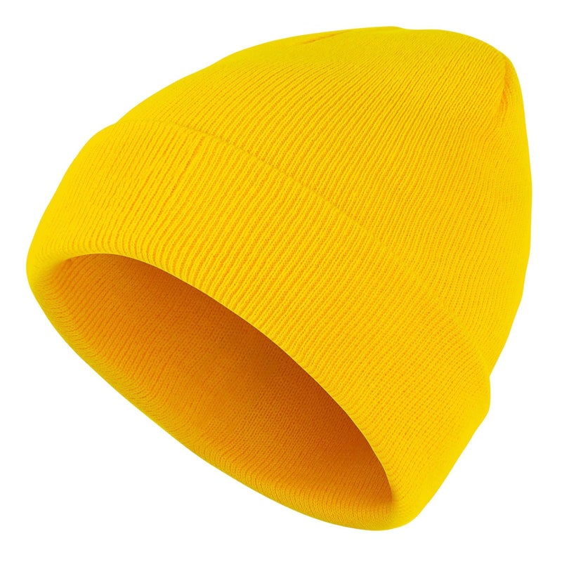 Zando Halloween Yellow Beanie Hat for Men Women Youth - Lightweight Soft Warm Knit Winter Hat Skull Watch Slouchy Cap Cosplay Accessories Daily Christmas New Year Valentine's Day Gift - Image 2