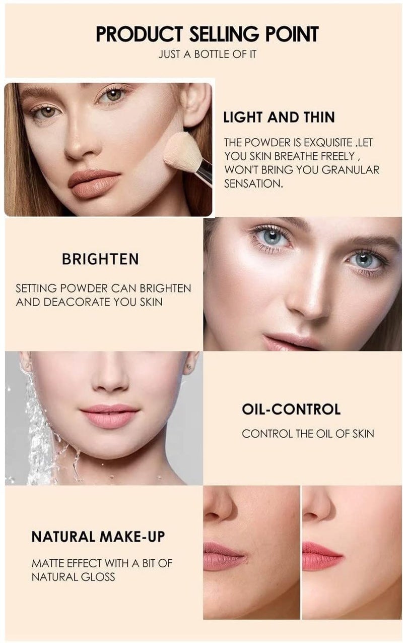Makeup Face Powder Makeup Waterproof Loose Cover Skin Finish Oil Control - Image 2