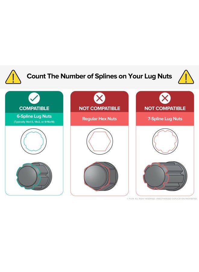 StanceMagic Large 6 Point Spline Drive Tuner Replacement Socket Key Tool for for Six Spline Truck SUV Wheel Lock Lug Nuts - 20mm Inner Diameter - 21mm 13/16" 22mm 7/8" Hex Socket Wrench - Silver - Image 2