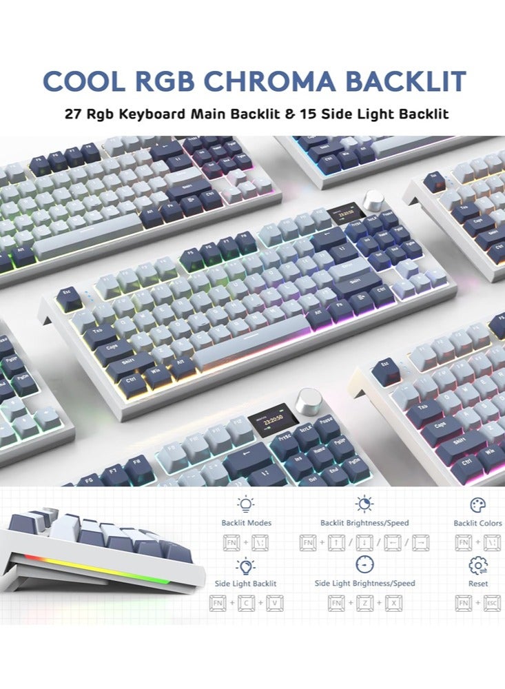Attack Shark K86 RGB Wireless Gasket Mechanical Keyboard,Triple Mode Bluetooth5.0/2.4G/USB-C 87 Keys Hot Swappable Gaming Keyboard, 4000 mAh Battery 1.2'' HD OLED Display Volume Rotary Button for Games and Work - Image 5