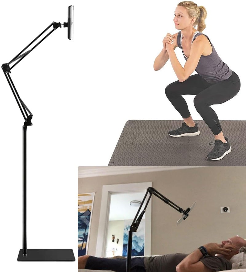 BROLAVIYA Tripod Floor Stand for 4'-11.5' inch, Both Mobile and Tablet, for Overhead Video, Watching Movie, Online Class Learning, Cooking and Best Gift idea, Black - Image 5