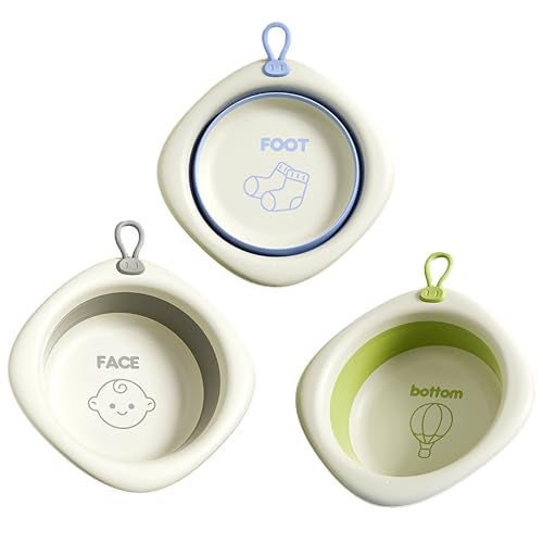 Bellglee 3Pack Collapsible Wash Basin Set Baby Kids Foldable Small Wash Basin Portable Plastic Basins for Bottles Travel Camping Laundry - Image 1