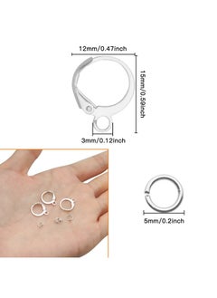 Oubaka 200Pcs Round Leverback Earring Hooks Set,100Pcs Leverback Hooks Round Earring Hooks Leverback Earwires Hypoallergenic French Earring Hooks With 100Pcs Jump Rings For Diy Jewelry Making(Silver)  - Image 3