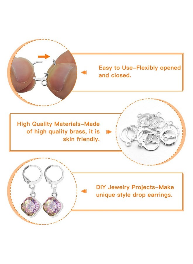 Oubaka - 200Pcs Round Leverback Earring Hooks Set,100Pcs Leverback Hooks Round Earring Hooks Leverback Earwires Hypoallergenic French Earring Hooks With 100Pcs Jump Rings For Diy Jewelry Making(Silver) - Image 1