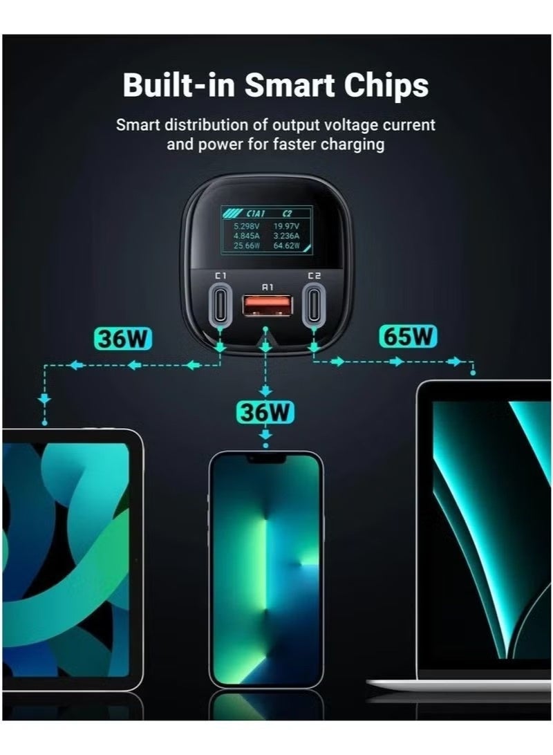 ACEFAST Fast Charge Car Charger B5 – 101W with 2x USB-C + USB-A Ports, Quick Charging for iPhone, Android, Tablets, Laptops – Ultra-Fast Power Delivery, Smart Overload Protection, Compact & Durable Design for Travel - Image 5