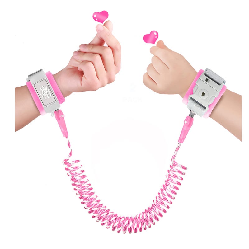 Toddler Harness Walking Leash Child Anti Lost Wrist Link Child Safety Harness Upgrade with Reflective65ft for Boys and GirlsNot Easy to Open Without Key Pink
