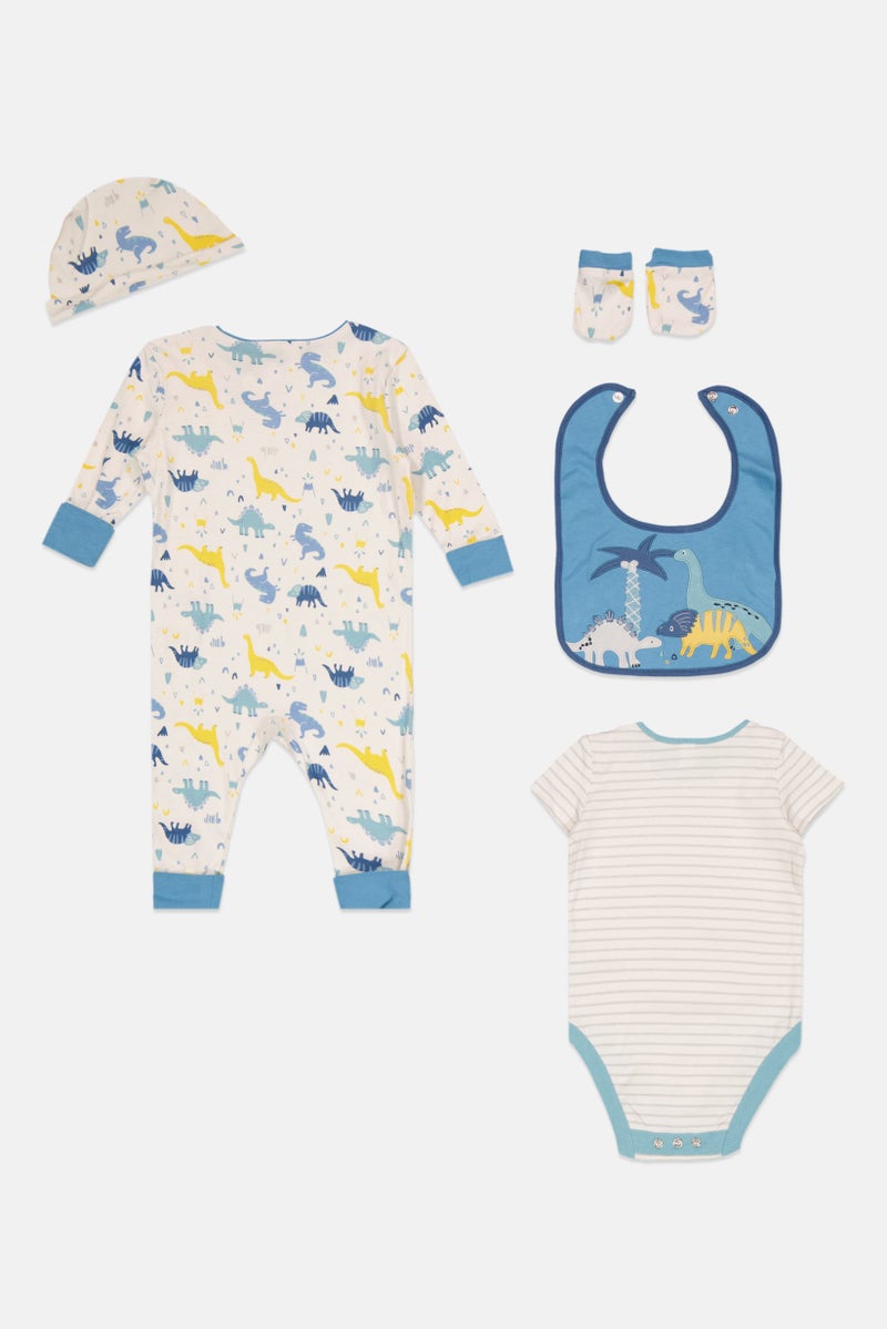 Lily & Jack Toddler Boy 5 Pcs Sleepsuit, Hat, Bib, Bodysuit With Mitts  - Image 2
