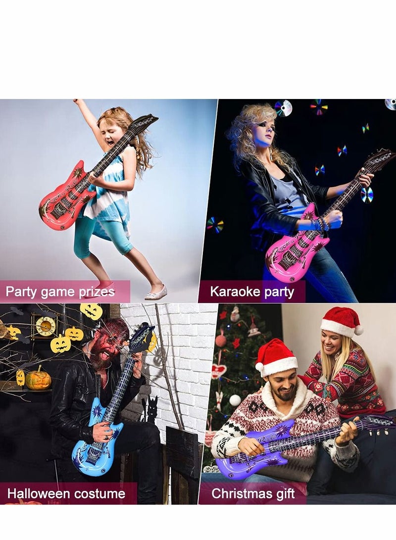 Excefore Inflatable Guitar, 6 Pcs Waterproof Assorted Colors Party Decoration, Reusable Guitar Toys, for 80s 90s Themed Carnival Party, Adults Children’s Birthday Wedding Dance Decorations - Image 3