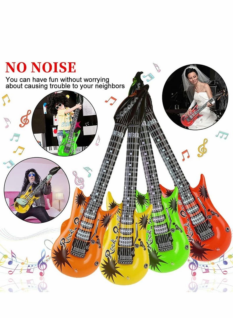 Excefore Inflatable Guitar, 6 Pcs Waterproof Assorted Colors Party Decoration, Reusable Guitar Toys, for 80s 90s Themed Carnival Party, Adults Children’s Birthday Wedding Dance Decorations - Image 4