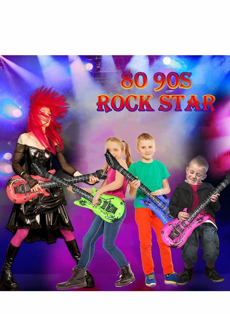 Excefore Inflatable Guitar, 6 Pcs Waterproof Assorted Colors Party Decoration, Reusable Guitar Toys, for 80s 90s Themed Carnival Party, Adults Children’s Birthday Wedding Dance Decorations - Image 5