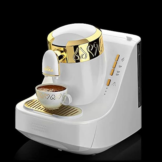 ارزوم اوكا ماكينة صنع القهوة التركية الكهربائية Ok008 مع رغوة مثالية وكشف تلقائي للارتفاع وتنظيف ذاتي وتحضير بطيء وخدمة مباشرة باللون الأبيض الذهبي - Image 5