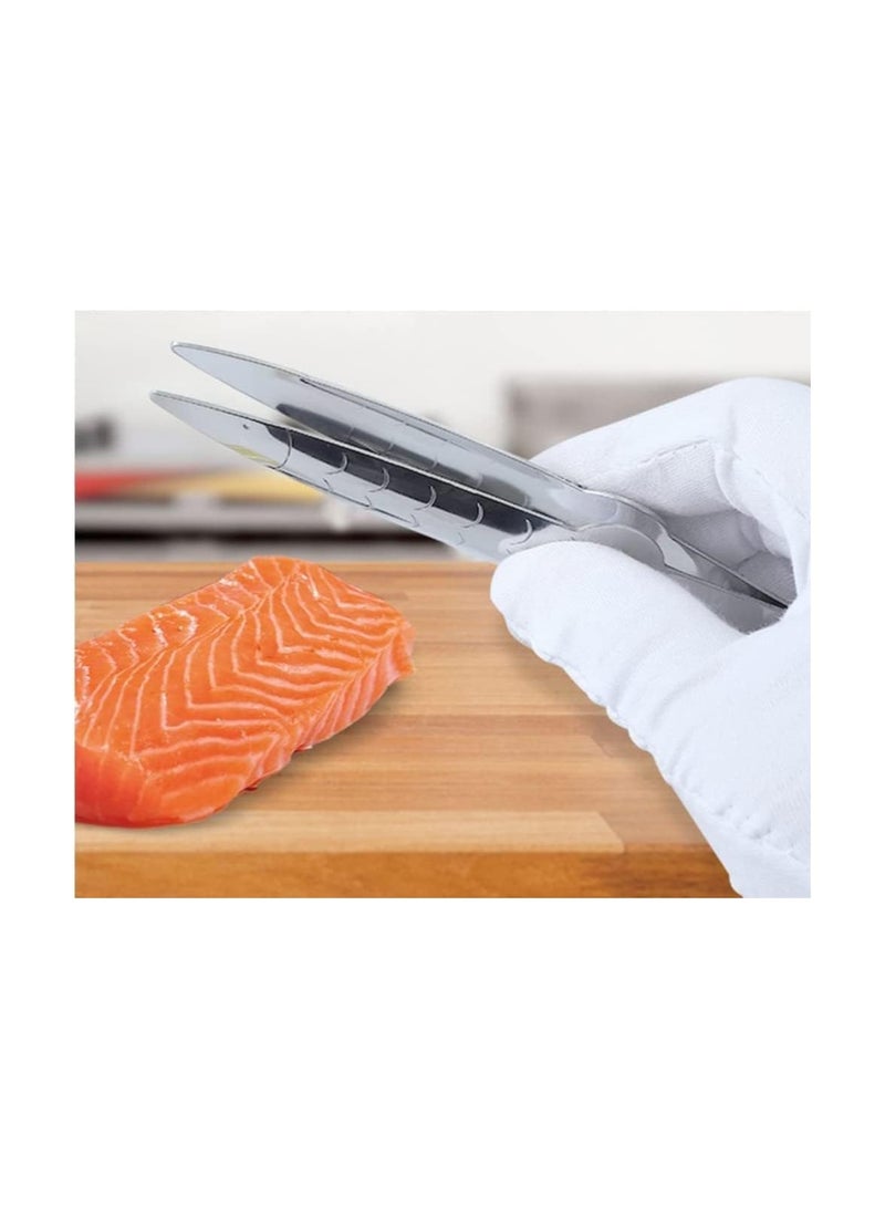 KASTWAVE Stainless Steel Food Tong Serving Tong, 5Pcs Fish Bone Tweezers Set, Buffet Tongs, Kitchen Fine Tweezer Tongs Long Tweezers for Cooking ,Sea food, BBQ, Multi-use - Image 4