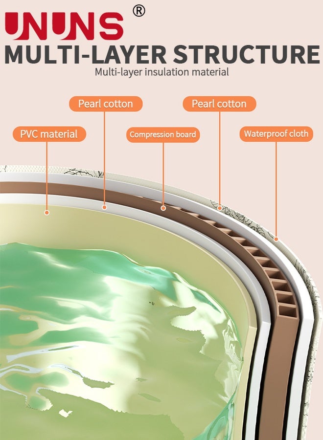 UNUNS Collapsible Foot Bath Basin,Foldable Foot Bath Tub with Zipper,Multi-Functional Portable Foot Soaking Bucket with Handle and Drainage Holes, Thickened Thermal Foot Bath Tub Soaking for Camping Outdoor Washing - Image 5