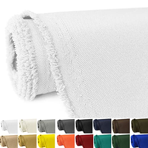 GeeComfy Waterproof Canvas Fabric by The Yard 58" W 600D Upholstery Polyester Material Indoor Outdoor Water Resistant Fabric for Chair Cushion Furniture Cover Sewing DIY Cloth, 5 Yards White - Image 1