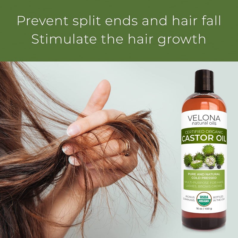 velona USDA Certified Organic Castor Oil - 64 fl oz | For Hair, Boost Eyelashes, Eyebrows | Cold pressed, Natural Oil, USP Grade | Hexane Free - Image 4