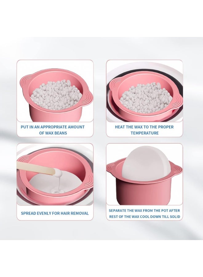 روكاوات مجموعة من 2 بطانات سيليكون غير لاصقة لتسخين الشمع، وعاء شمع لتسخين الشمع قابل لإعادة الاستخدام لإزالة الشعر، وعاء سيليكون لتسخين الشمع - Image 2