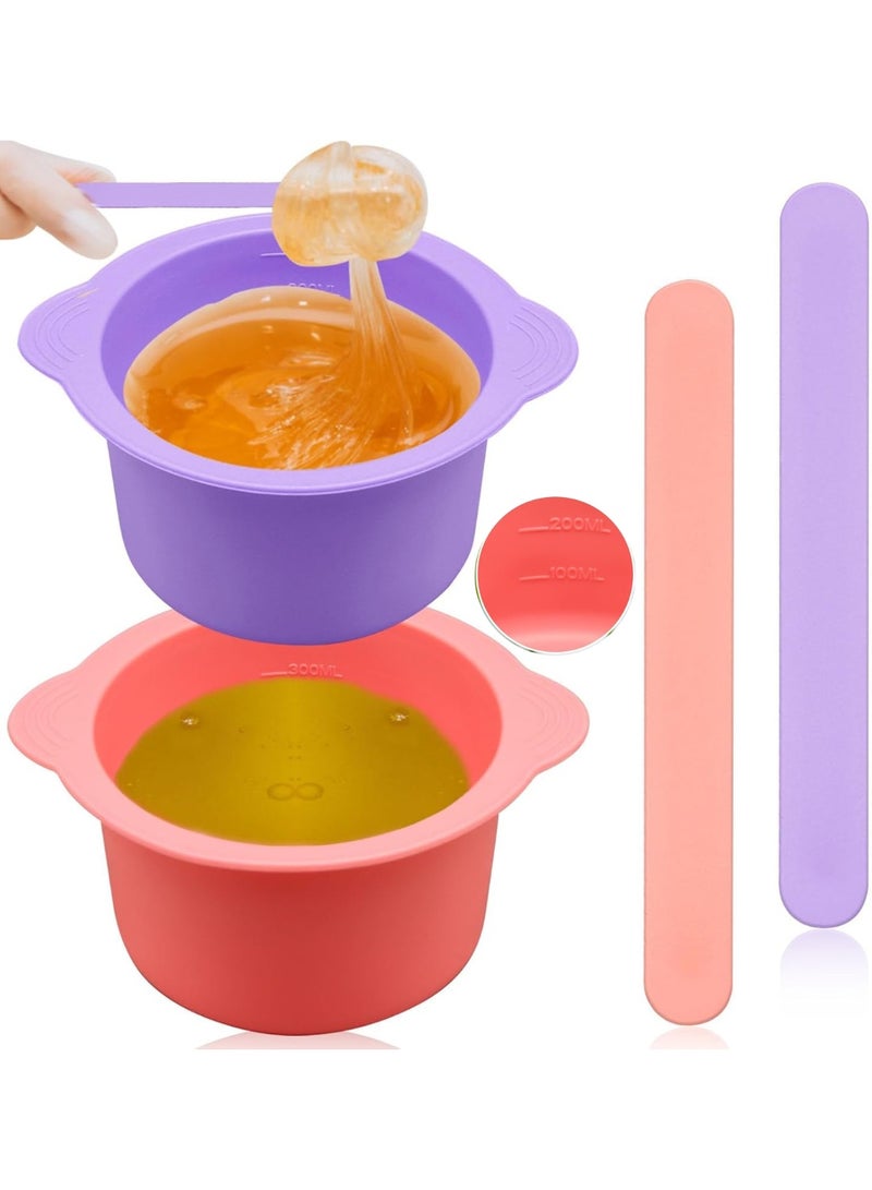 روكاوات مجموعة من 2 بطانات سيليكون غير لاصقة لتسخين الشمع، وعاء شمع لتسخين الشمع قابل لإعادة الاستخدام لإزالة الشعر، وعاء سيليكون لتسخين الشمع - Image 1