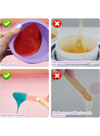 Set of 2 Silicone Non-Stick Wax Melt Warmer Liners, Wax Warmer Reusable Wax Melt Warmer Wax Pot Replacement for Hair Removal, Silicone Pot for Heating Wax - view 3