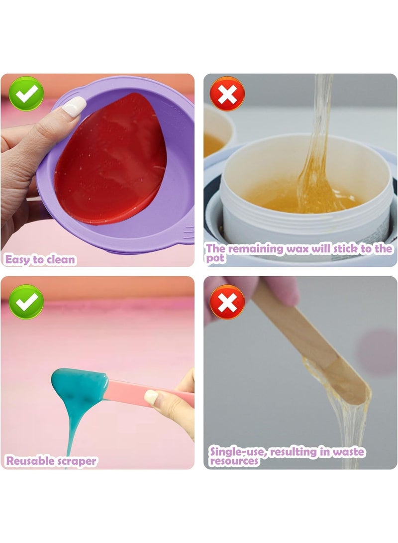 روكاوات مجموعة من 2 بطانات سيليكون غير لاصقة لتسخين الشمع، وعاء شمع لتسخين الشمع قابل لإعادة الاستخدام لإزالة الشعر، وعاء سيليكون لتسخين الشمع - Image 3