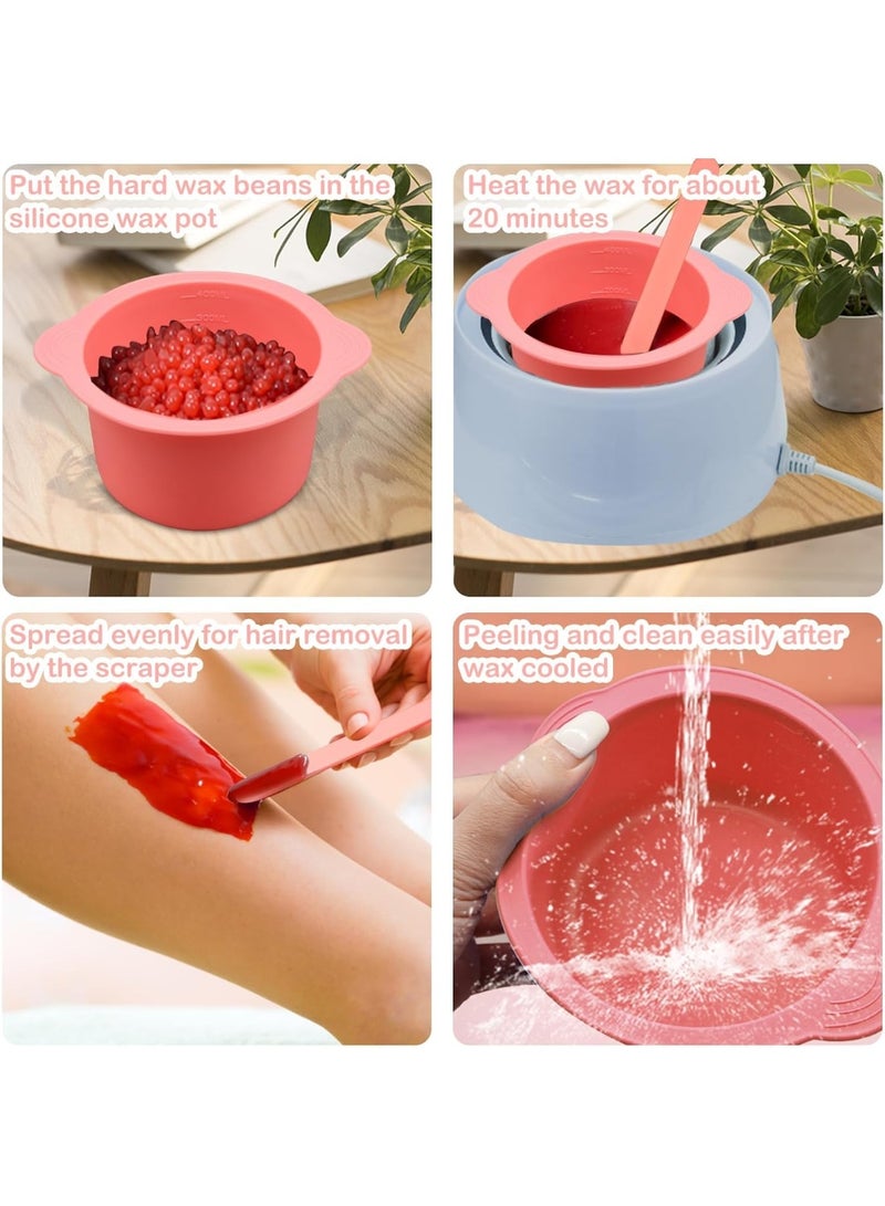 روكاوات مجموعة من 2 بطانات سيليكون غير لاصقة لتسخين الشمع، وعاء شمع لتسخين الشمع قابل لإعادة الاستخدام لإزالة الشعر، وعاء سيليكون لتسخين الشمع - Image 5