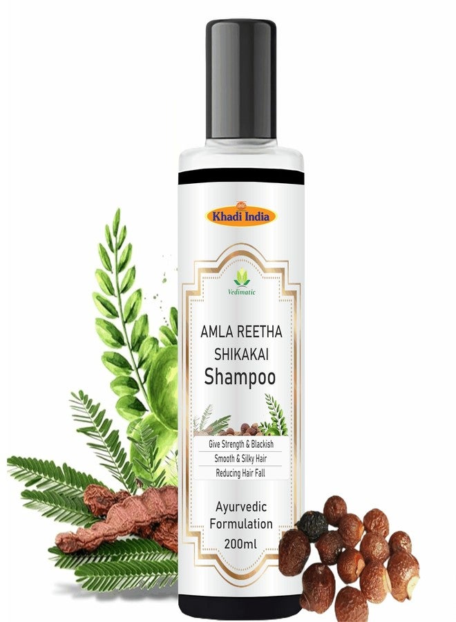 Vedimatic Khadi Vedimatic 100% Natural Amla Reetha Shikakai Shampoo for Thick & Strong Hair, Damage Control, Hair Growth & Hair Fall (Pack Of 1, 200ml) - Image 1