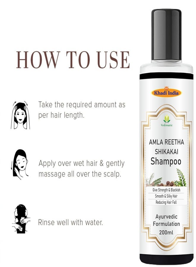 Vedimatic Khadi Vedimatic 100% Natural Amla Reetha Shikakai Shampoo for Thick & Strong Hair, Damage Control, Hair Growth & Hair Fall (Pack Of 1, 200ml) - Image 4