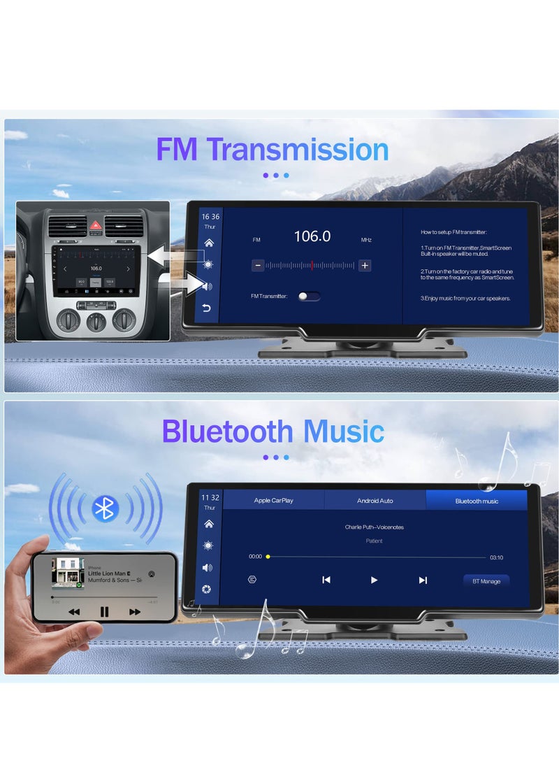 9.26" Wireless Car Stereo with Apple CarPlay, Dash Cam, and 1080P Backup Camera. Portable Touchscreen GPS, Bluetooth, AirPlay, AUX/FM, Google, and Siri Integration for Your Vehicle. - Image 5