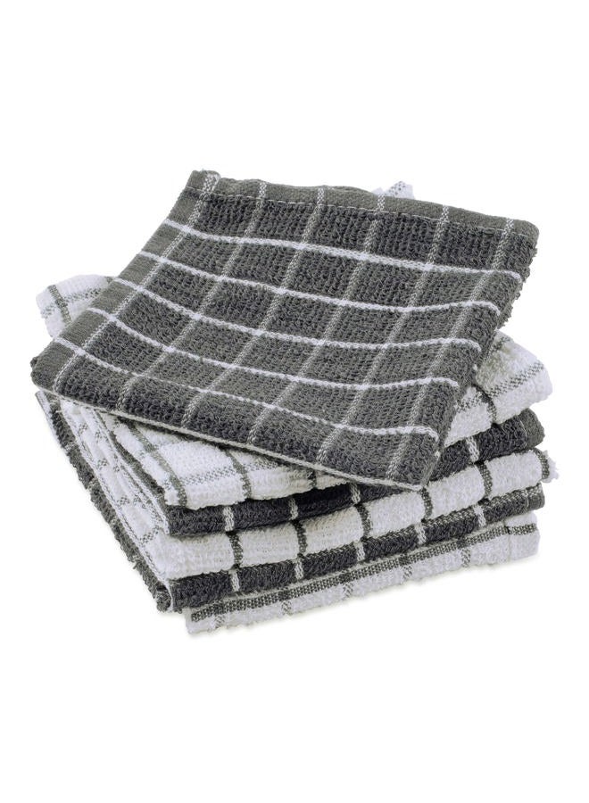 DII Basic Terry Collection Windowpane Dishcloth Set, 12x12, Gray, 6 Piece - Image 2