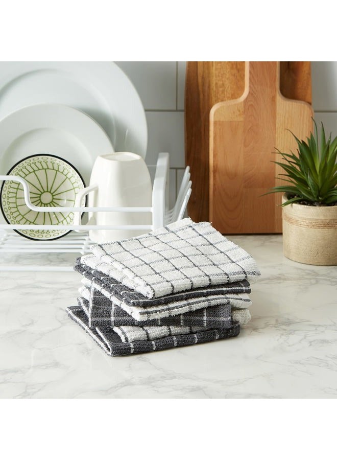DII Basic Terry Collection Windowpane Dishcloth Set, 12x12, Gray, 6 Piece - Image 4