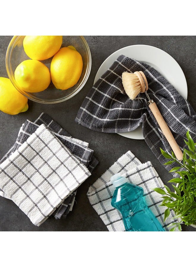 DII Basic Terry Collection Windowpane Dishcloth Set, 12x12, Gray, 6 Piece - Image 5