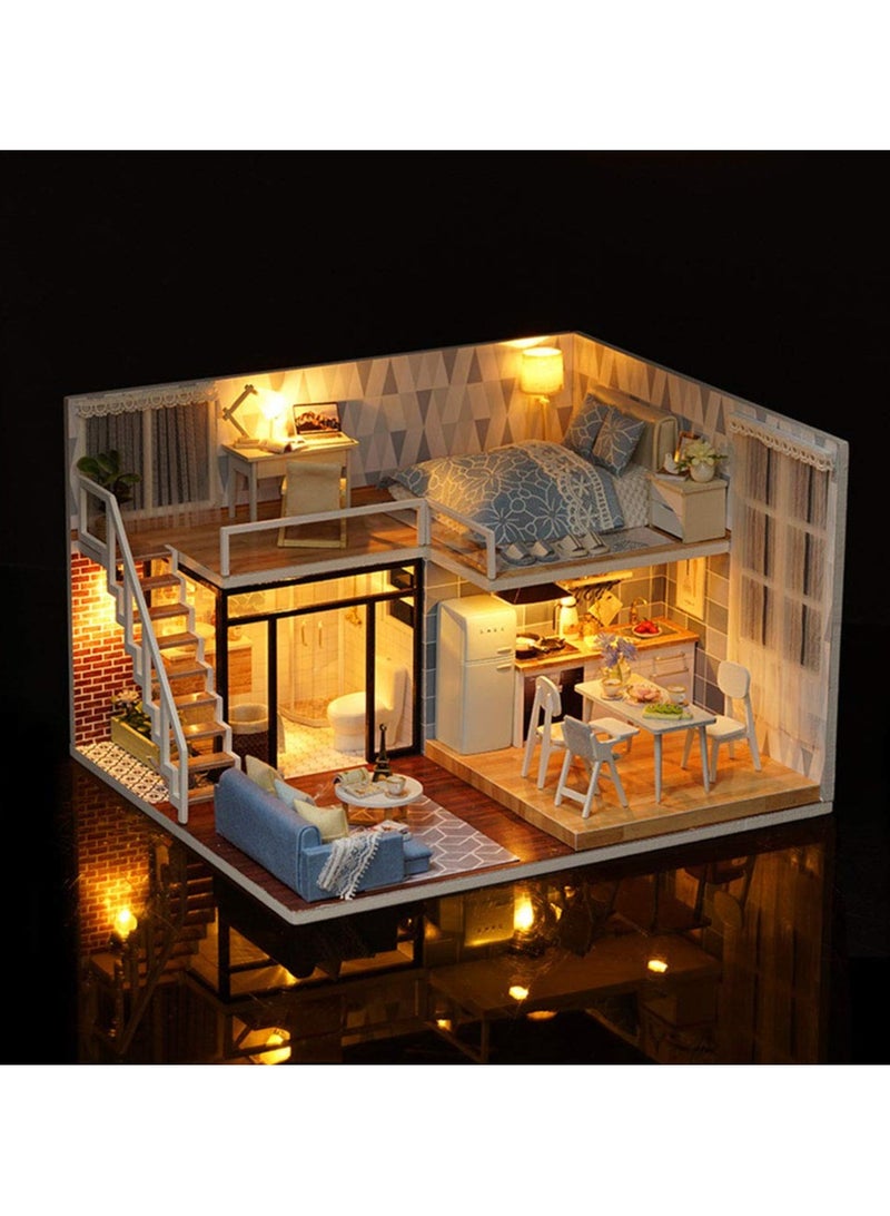 Puzzle Dollhouse, DIY Dollhouse, Durable 3D Wooden Doll House, Miniature Wooden Furniture Kit, Handmade Craft Mini Villa Model, Educational Toys Kit, Sturdy Easy Assembly - Image 1