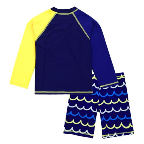 SINOLY Boys Two Piece Rash Guard Swimsuits Kids Long Sleeve Sunsuit Swimwear Sets 7T - Image 2
